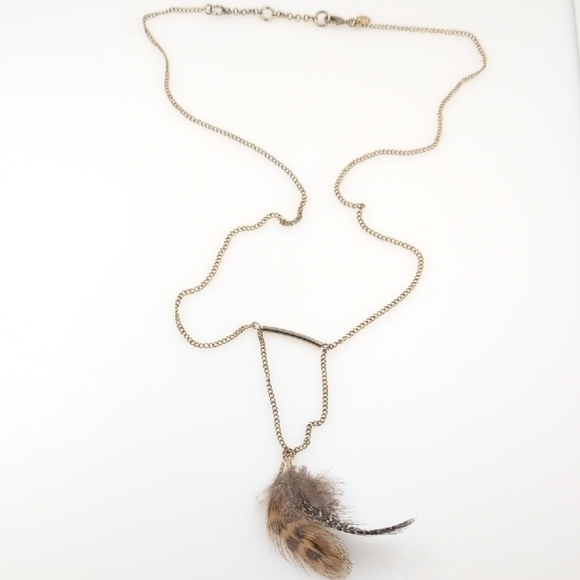 J. Crew Gold and Brown Feather Pendant Necklace - Picture 6 of 6
